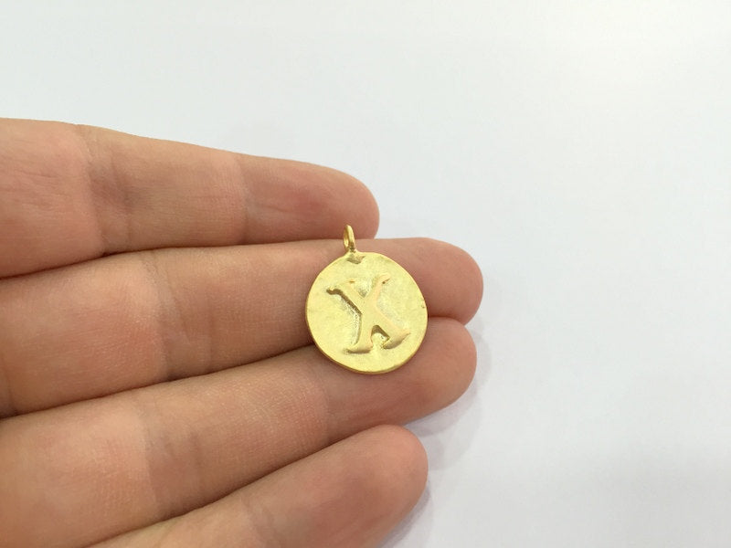 Gold Charms X Charm , Gold Plated Brass 20mm  G4824