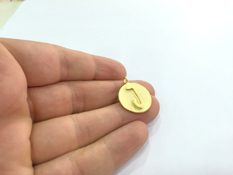 20mm  J Charm , Gold Plated Brass G4825