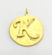 Letter K Charm , Gold Plated Brass 20mm  G4827