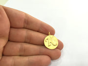 Letter K Charm , Gold Plated Brass 20mm  G4827
