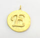 20mm E Charm , Gold Plated Brass G4829