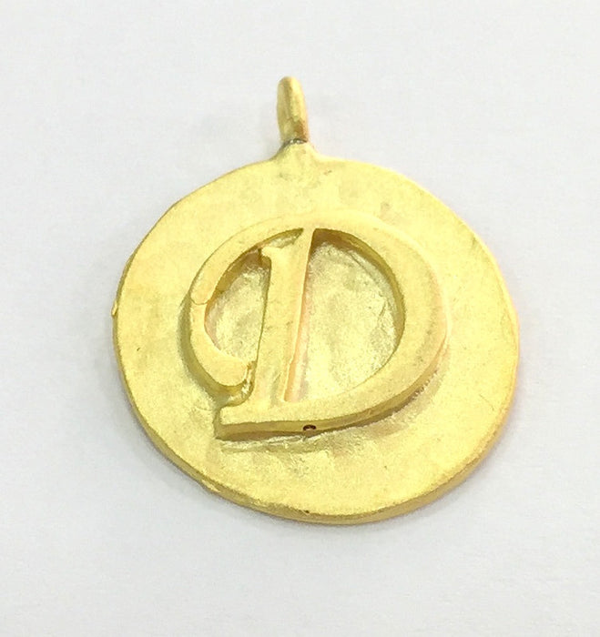 20mm D Charm , Gold Plated Brass G4831