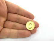 20mm C Charm , Gold Plated Brass G4837