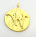 Gold Charms W Charm , Gold Plated Brass 20mm G4838