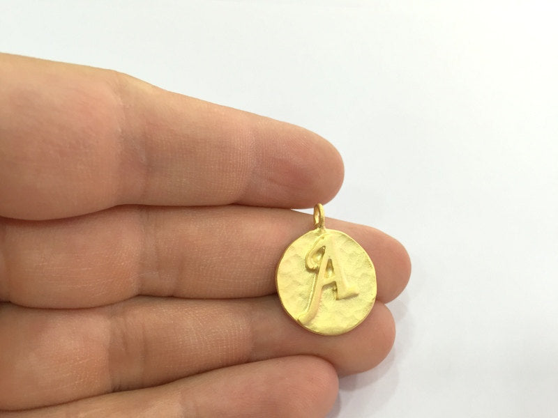 20mm A Charm , Gold Plated Brass G4840