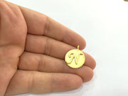 20mm N Charm , Gold Plated Brass G4841