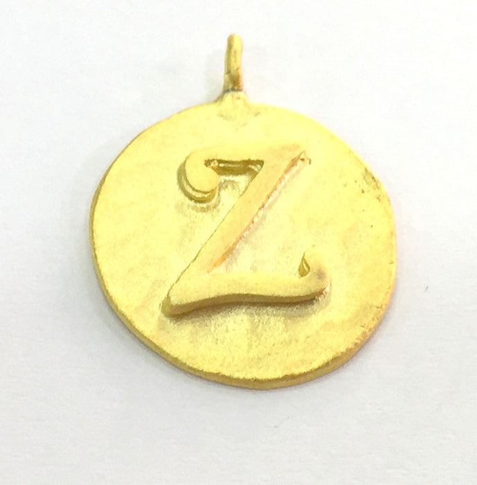 Gold Charms Z Charm , Gold Plated Brass 20mm G4844