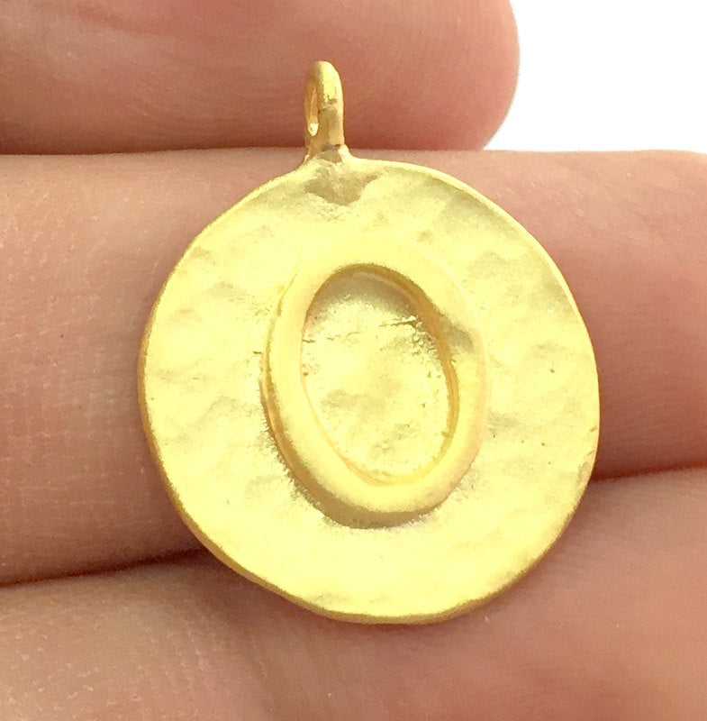 20mm O Charm , 22K Gold Plated Brass G4845