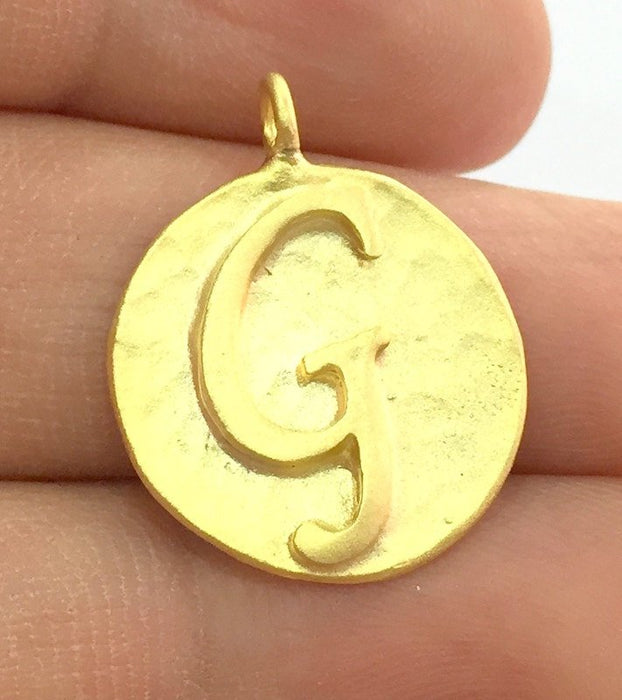 20mm G Charm , Gold Plated Brass G4846