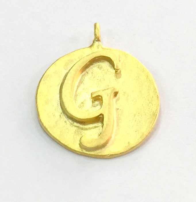 20mm G Charm , Gold Plated Brass G4846