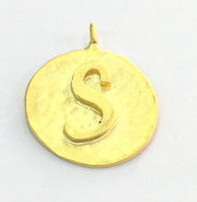 Letter S Charm 20mm , Gold Plated Brass G4848