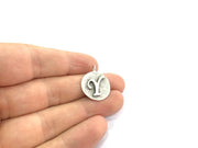 20mm Y Charm , Antique Silver  Plated Brass G4851