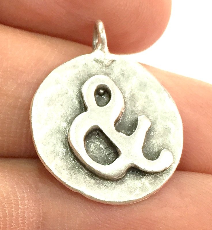 20mm & Charm , Antique Silver  Plated Brass G4859