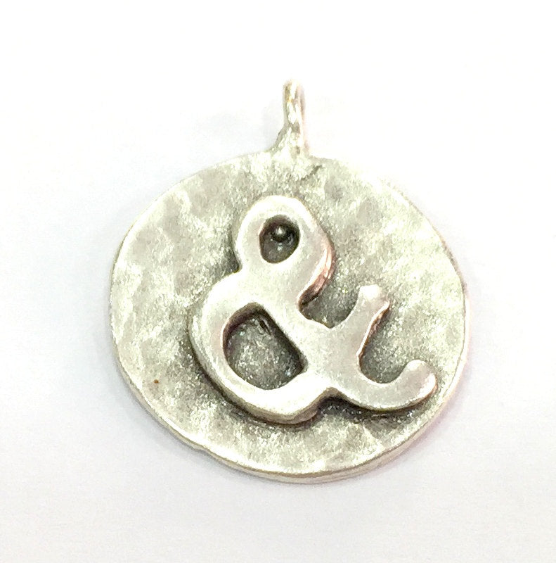 20mm & Charm , Antique Silver  Plated Brass G4859