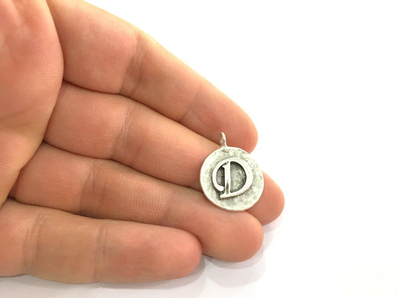 20mm D Charm , Antique Silver  Plated Brass G4869