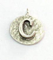 20mm C Charm , Antique Silver  Plated Brass G4872