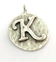20mm K Charm , Antique Silver  Plated Brass G4873