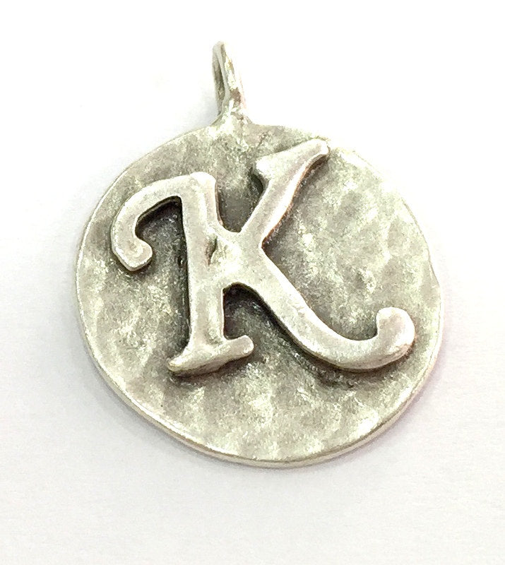 20mm K Charm , Antique Silver  Plated Brass G4873