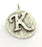 20mm K Charm , Antique Silver  Plated Brass G4873