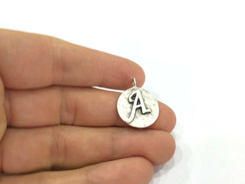 20mm A Charm , Antique Silver  Plated Brass G4875