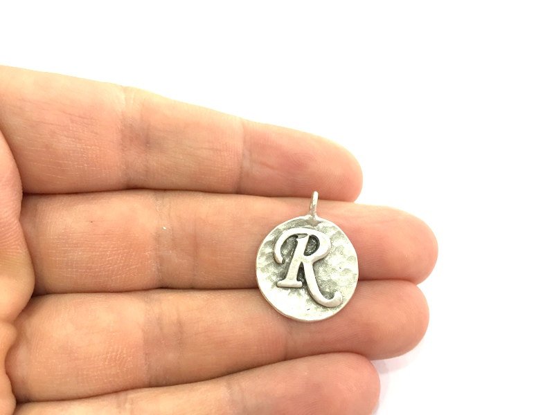 20mm R Charm , Antique Silver  Plated Brass G4881