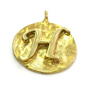 20mm Raw Brass H Charm  G4890