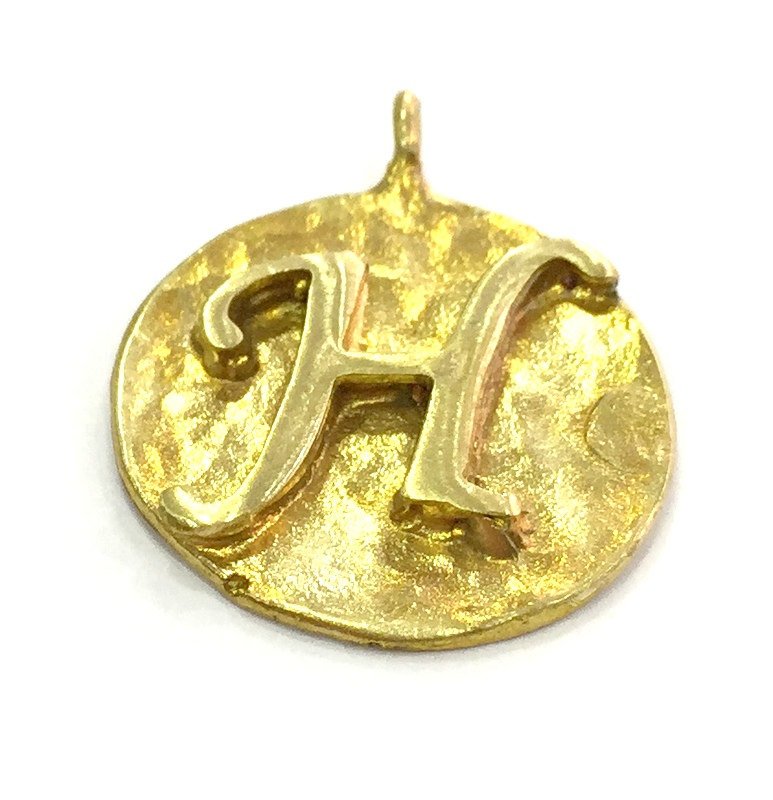 20mm Raw Brass H Charm  G4890