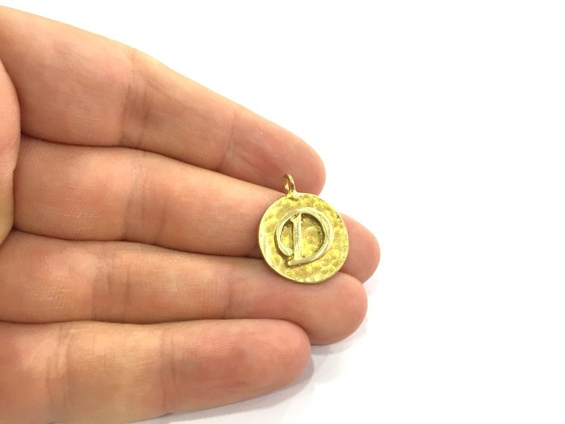 20mm Raw Brass D Charm  G4892