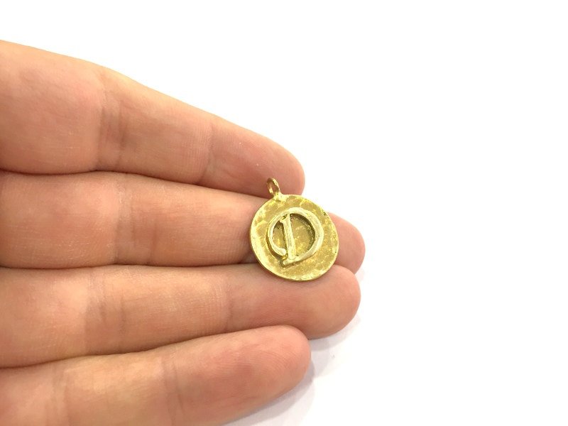 20mm Raw Brass D Charm  G4892