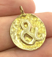 20mm Raw Brass & Charm  G4893