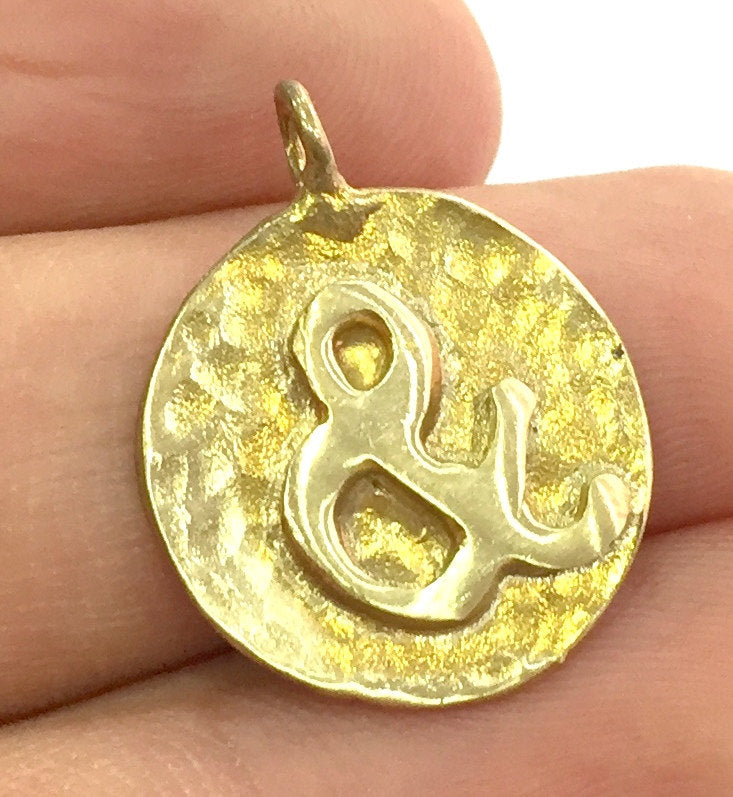 20mm Raw Brass & Charm  G4893