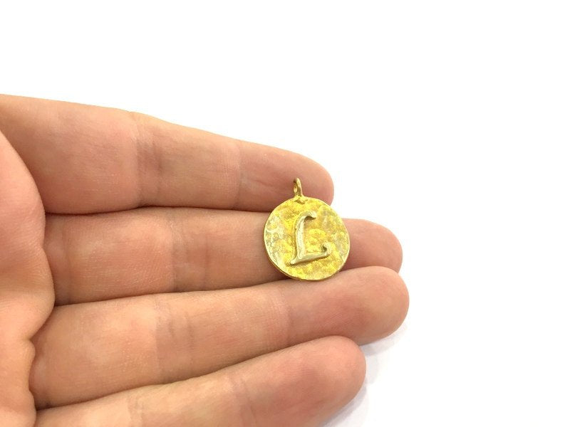 20mm Raw Brass L Charm  G4895