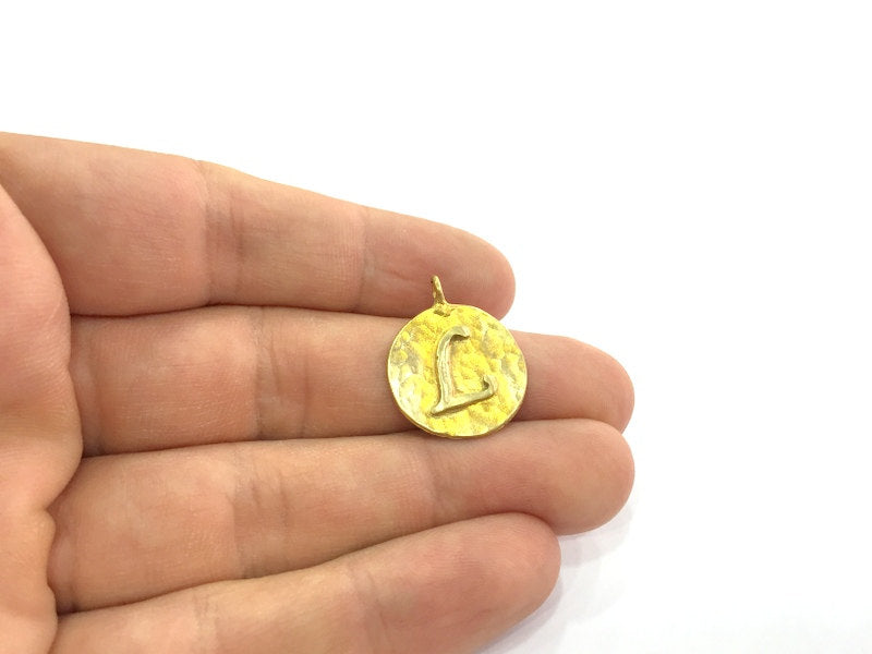 20mm Raw Brass L Charm  G4895