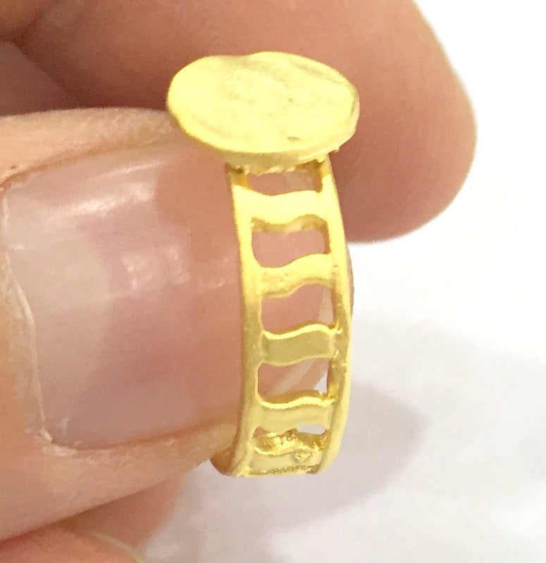 Adjustable Ring Blank, (10mm blank ) Gold Plated Brass G4915