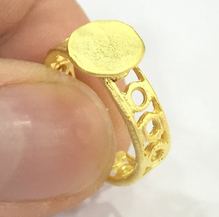 Adjustable Ring Blank, (10mm blank ) Gold Plated Brass G4917