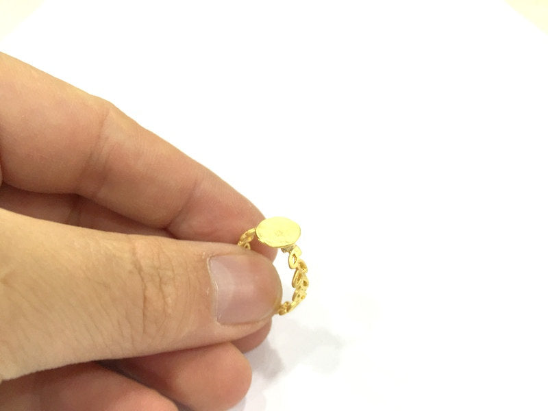 20 Pcs Adjustable Ring Blank, (10mm blank ) Gold Plated Brass G4918