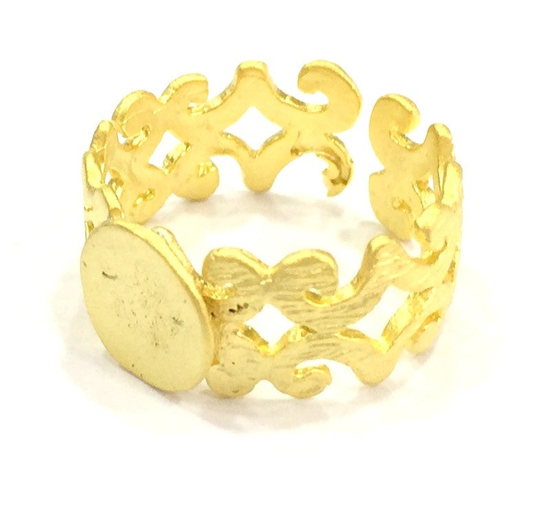Adjustable Ring Blank, (10mm blank ) Gold Plated Brass G4919