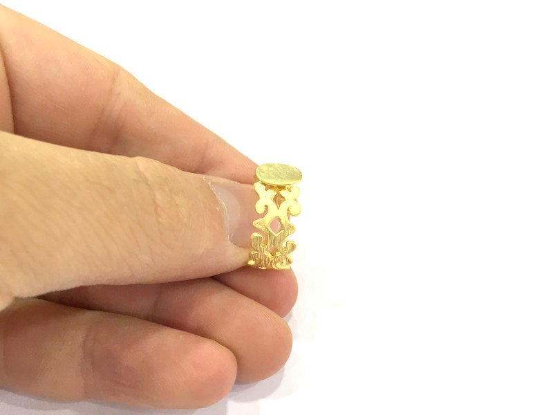 Adjustable Ring Blank, (10mm blank ) Gold Plated Brass G4919