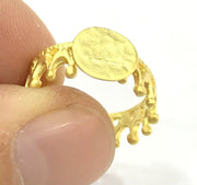 Adjustable Ring Blank, (10mm blank ) Gold Plated Brass G4921