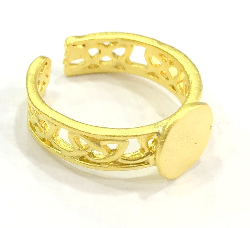 Adjustable Ring Blank, (10mm blank ) Gold Plated Brass G4922