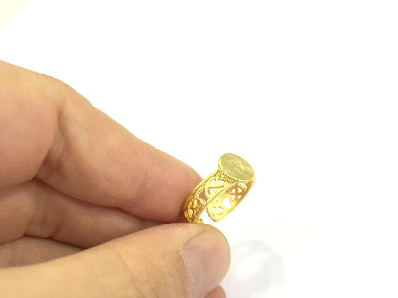 Adjustable Ring Blank, (10mm blank ) Gold Plated Brass G4922