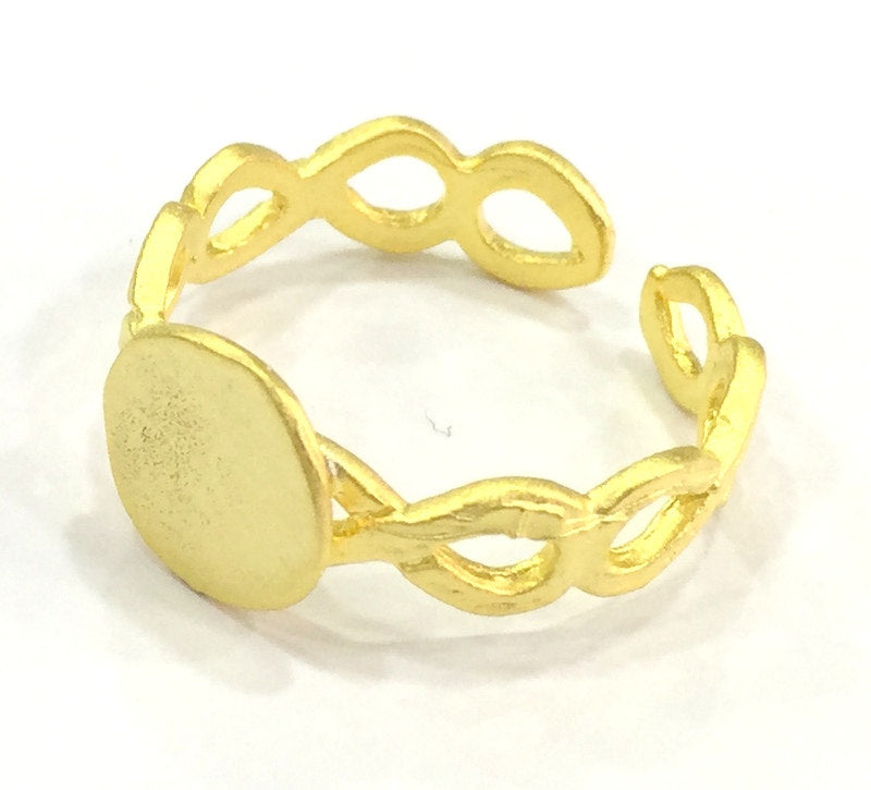 Adjustable Ring Blank, (10mm blank ) Gold Plated Brass G4923
