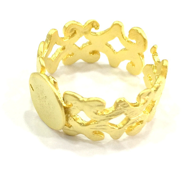 Adjustable Ring Blank, (10mm blank )  Gold Plated Brass G4926