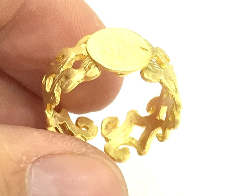 Adjustable Ring Blank, (10mm blank )  Gold Plated Brass G4926