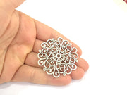 Patterned  Pendants (50mm) Antique Silver Plated Metal  G4929