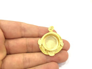 Pendant Blank Bezel Settings Base Blank Mountings Necklace Blank Cabochon Base Gold Plated Brass   (16 mm blank) G10055
