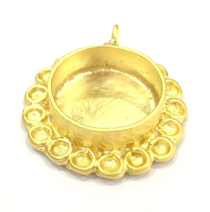 Pendant Blank Bezel Settings Base Blank Mountings Necklace Blank Cabochon Base Gold Plated Brass  (20 mm blank) G10052