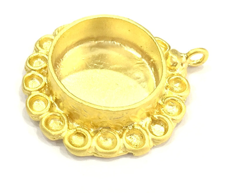 Pendant Blank Bezel Settings Base Blank Mountings Necklace Blank Cabochon Base Gold Plated Brass  (20 mm blank) G10052