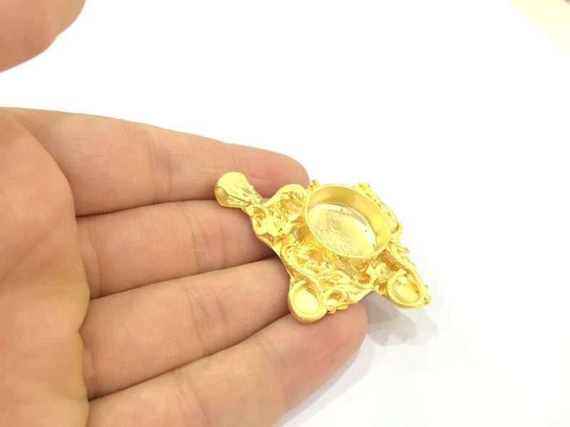 Pendant Blank Bezel Settings Base Blank Mountings Necklace Blank Cabochon Base Gold Plated Brass (20 mm blank) G10048