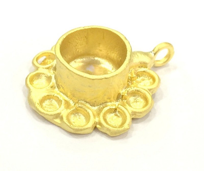 Pendant Blank Bezel Settings Base Blank Mountings Necklace Blank Cabochon Base Gold Plated Brass   (10 mm blank) G10047